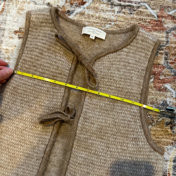 Sezane Pepy Tie Cardigan Vest XS Mottled Beige - Picture 8 of 10